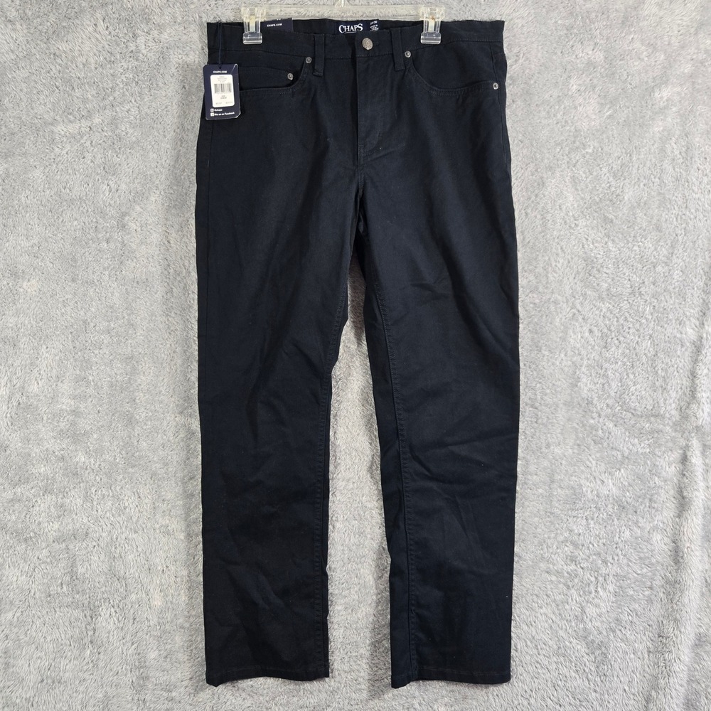 Chaps Mens Straight Fit 5-Pocket Stretch Pants Black 34x30 938K00